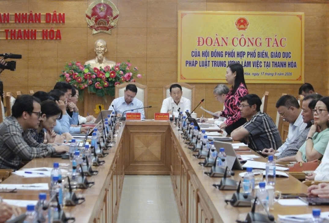 baophapluat.vn - Hội đồng phối hợp Phổ biến, giáo dục pháp luật Trung ương làm việc với tỉnh Thanh Hóa